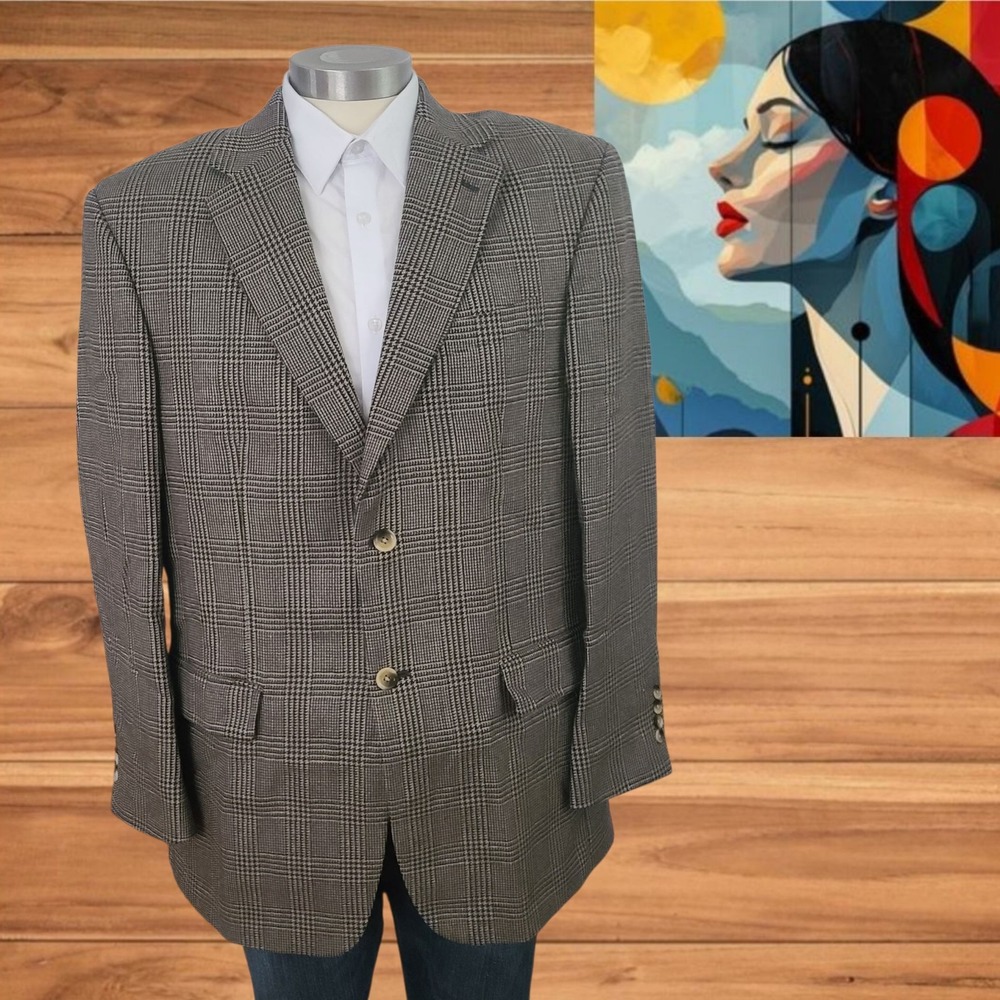 Nautica Lambswool Houndstooth Sport Coat Mens 41R  Blazer‎ Jacket